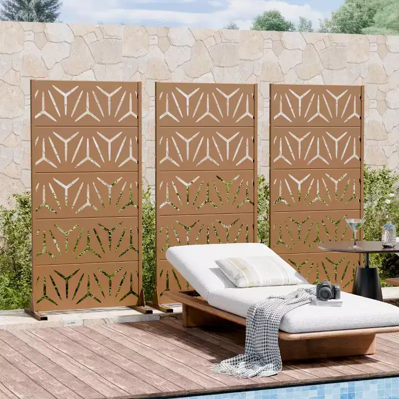MAYEERTY 59x30 White Outdoor Natural Privacy Panel Screen, 5 Piece Set Natural Folding Divider for Backyard and Garden