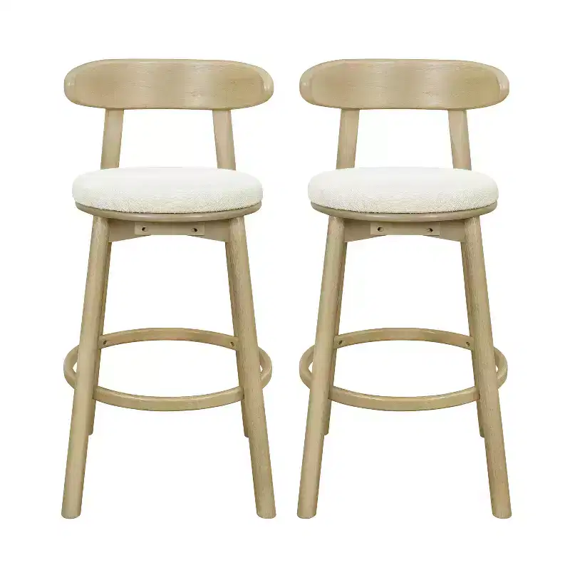 Christopher Knight Home Alonso Round Rubberwood upholstered Barstools (Set of 2)
