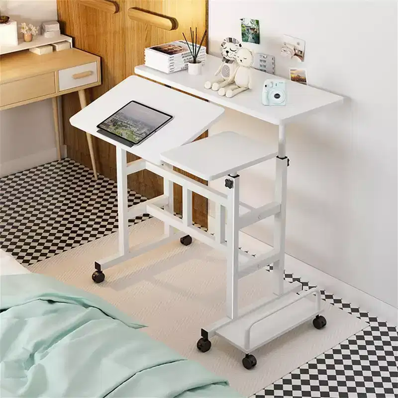 Small Standing Desk with Wheels, Mobile Stand Up Desk, Portable Standing Table on Wheels for Walking Pad, Rolling Computer Desk Adjustable Height