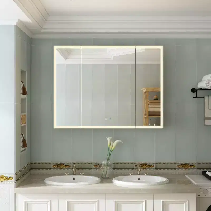 LED Lighted Medicine Cabinet with Defogging Function, Adjustable Lighting & Ample Storage for Bathroom
