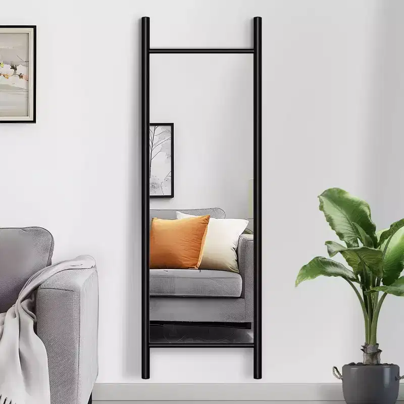 PexFix 21 in. W x 64 in. H Ladder-Style Solid Wood Framed Mirror in Black