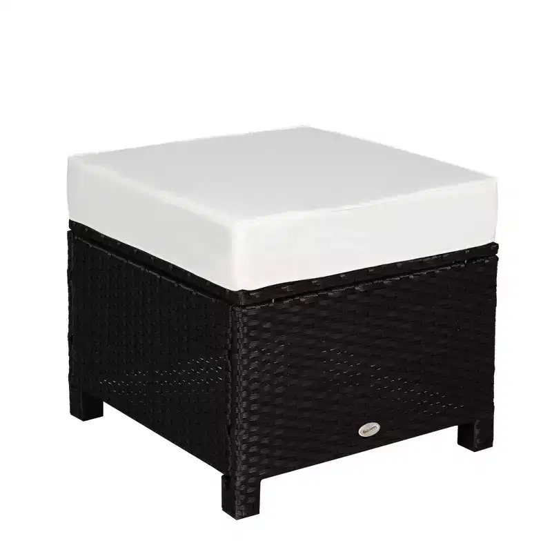20 Patio Wicker Ottomanpurpose Outdoor PE Rattan Footrest, Additional Seating, Side Table with Soft Cushion