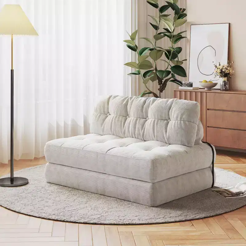 Folding Sofa Bed, Futon Sofa Bed, Floor Folding Couch for Living Room, Convertible Sleeper Chair with Pillow Foldable Mattress Back Suppor