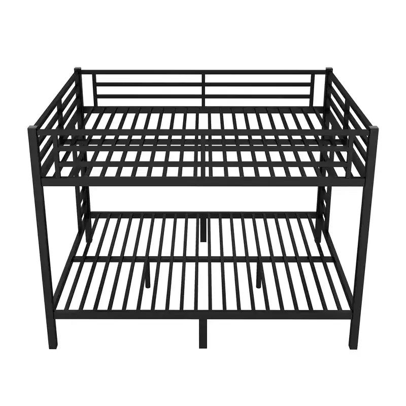 82.68IN Queen-Over-Queen Bunk Bed with Metal Frame, Space-Saving Twin Bed with Safety Guardrails, Noise Reduced Twin Bed for Teens, Adults, Black