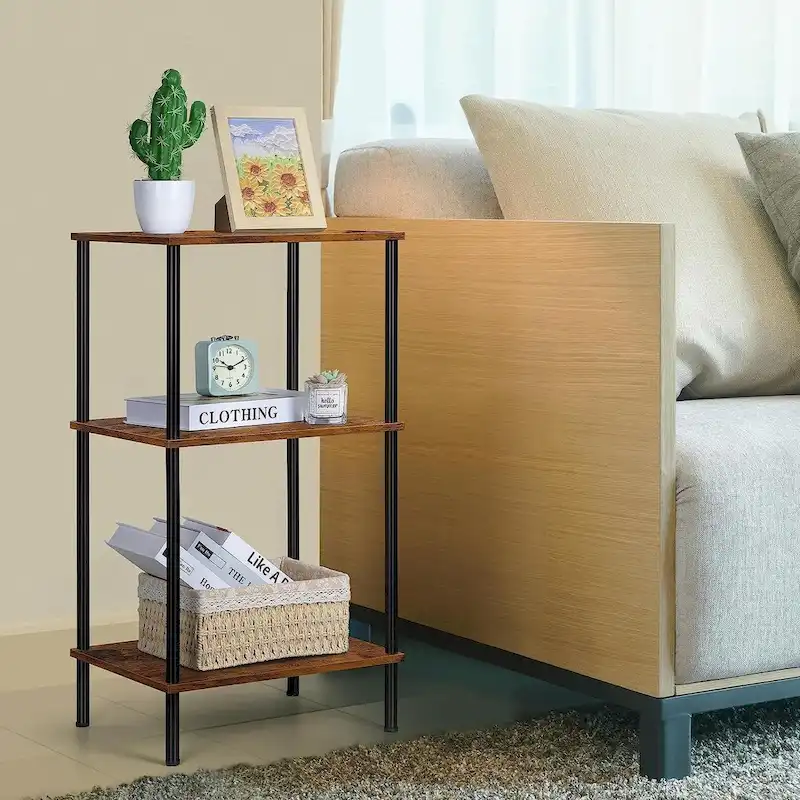3-Tier Tall Side Table with Storage