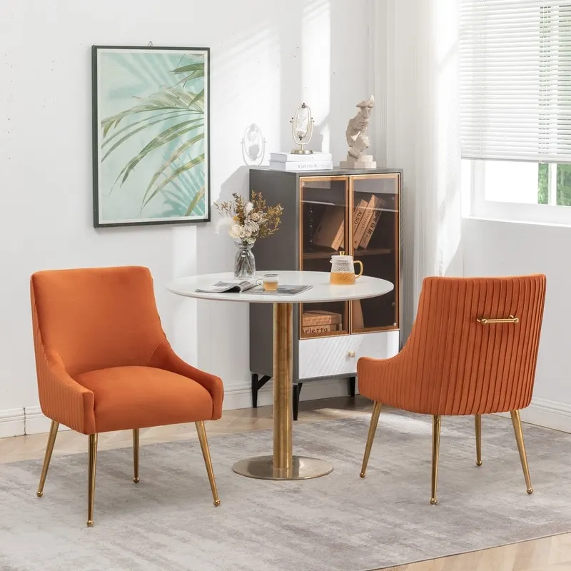 SEYNAR Mid Century Velvet Accent Dining Chair Set of 2 with Rear Handle