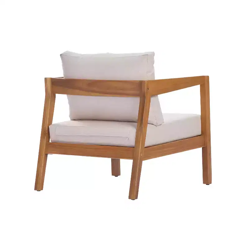 Christopher Knight Home Kittisak Farmhouse Acacia Wood Upholstered Patio Lounge Chairs with Cushion (Set of 2)