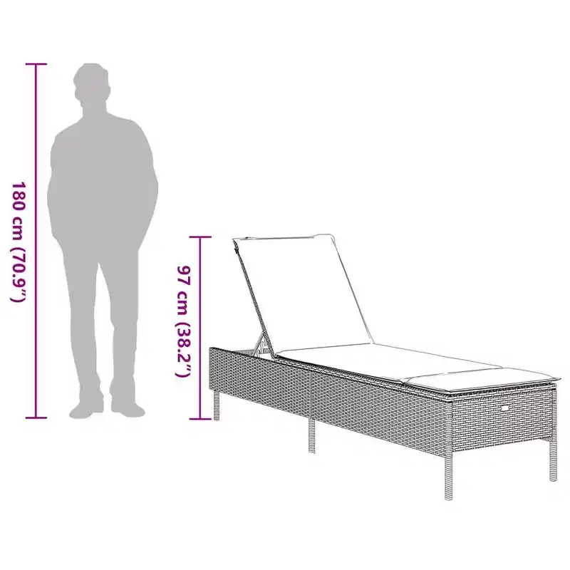vidaXL Patio Sun Lounger PE rattan Standard Height-Adjustable