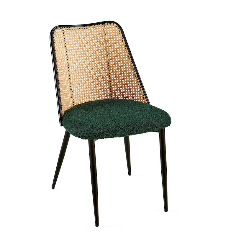 Dining Chairs Set of 4,Boucle Chairs with Natural Cane Back