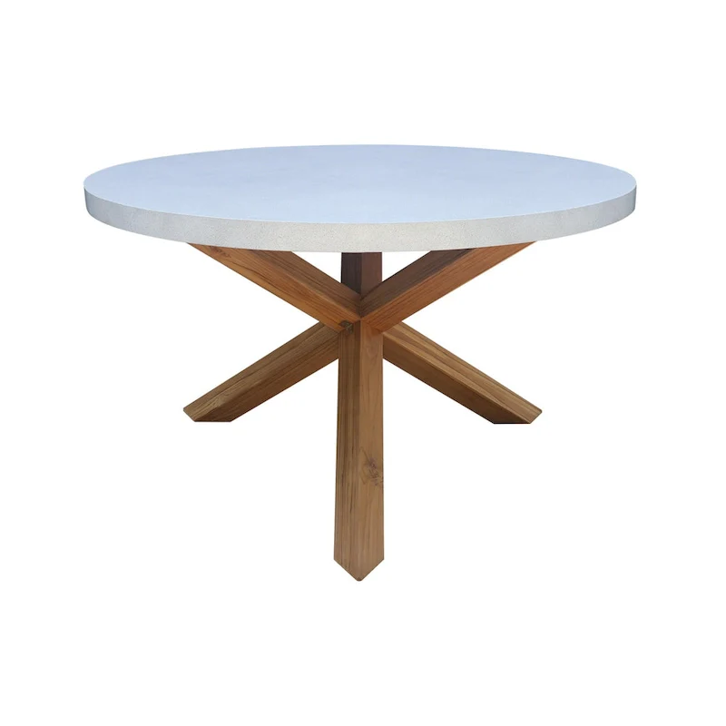 Outdoor 7 Piece Teak Patio Furniture Set with a Round Table and 6 Chairs
