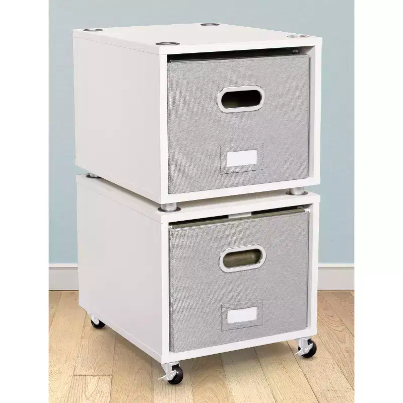 BirdRock Home Rolling Storage File Cabinet with 1 Lateral Drawer - White