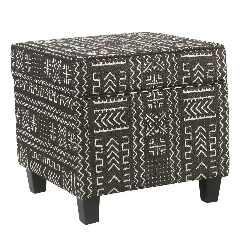 Square Storage Ottoman with Lift Off Top Onyx - HomePop: Upholstered, Rectangular Shape
