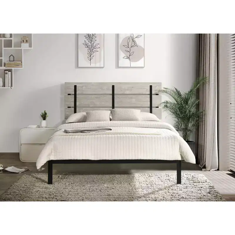 Home Design Hayward Metal Platform Bed, Gray