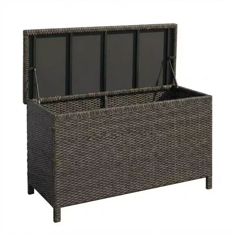 Ratten Storage Cabinet 120 Gallon Deck Box, Farmhouse Resin Outdoor Storage Box Waterproof for Deck Balcony Patio Yard