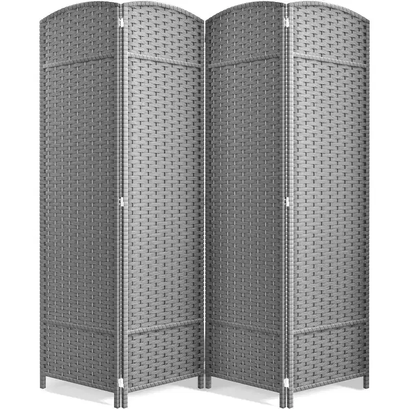 Sorbus Extra Wide Double Hinged 4 Panels Partition Room Dividers - Mesh Hand-Woven Design Folding Privacy Screens, Wall Divider for Room Separation