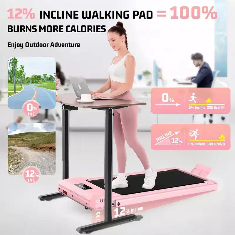 HOMDOX Upgrade Walking Pad Folding Treadmill w/12%|Handle Bar|3.5HP|Shock Absorptio Under Desk Compact for Home/Office/Gym & 400+lb Capacity
