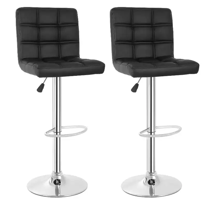 FDW Bar Stool Set of 2 Bar Stools Adjustable Height Swivel Counter Stools with PU Leather Seat and Chrome-Plated Metal Frame Bar Chairs