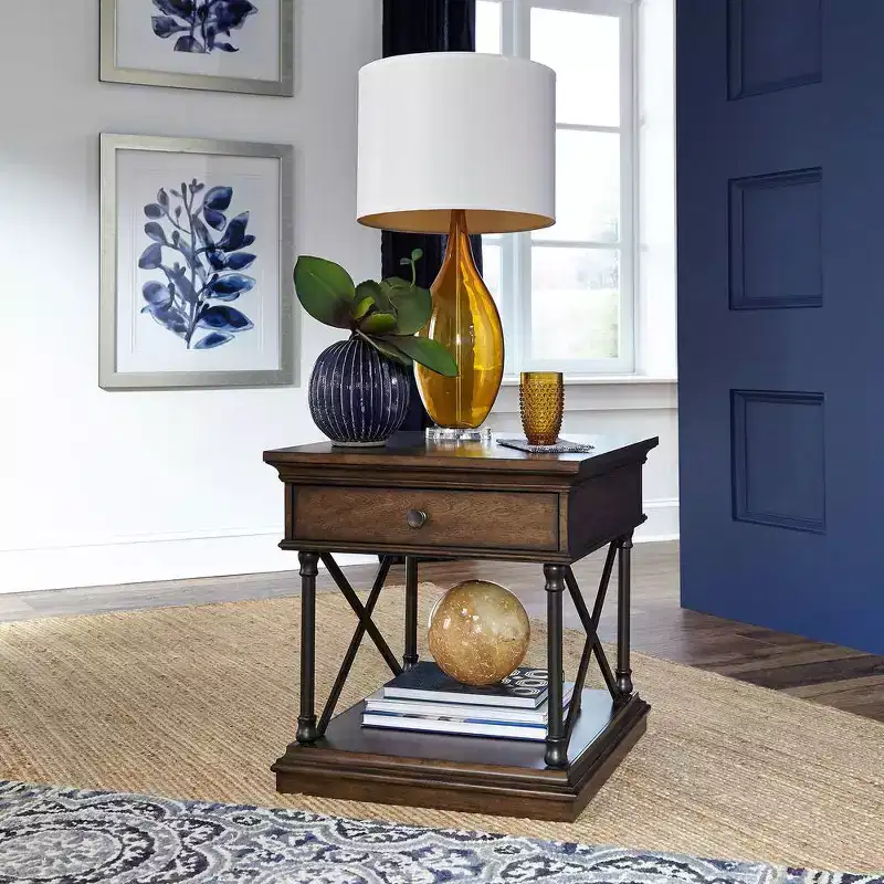 Drawer End Table in Cordovian Brown, Birch Wood