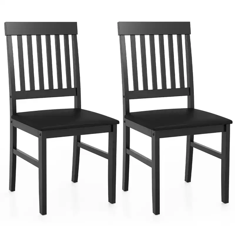 Heynemo Wooden Dining Chairs Set of 2, Modern Dining Chairs with Solid Wood Legs, 350LBS Capacity, Faux Leather Accent Side Seat for Kitchen