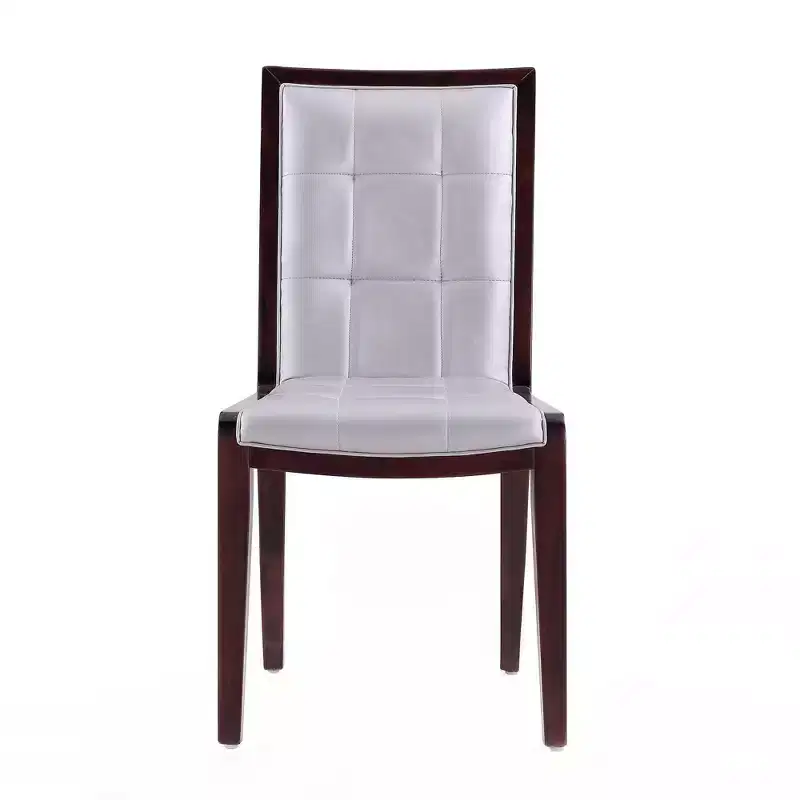 Manhattan Comfort Set of 2 Executor Faux Leather Dining Chairs Silver: Beechwood Legs, No Assembly, Spot Clean
