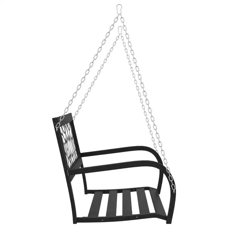 Garden Swing Bench Black Steel, Plastic Medium Hanging mount