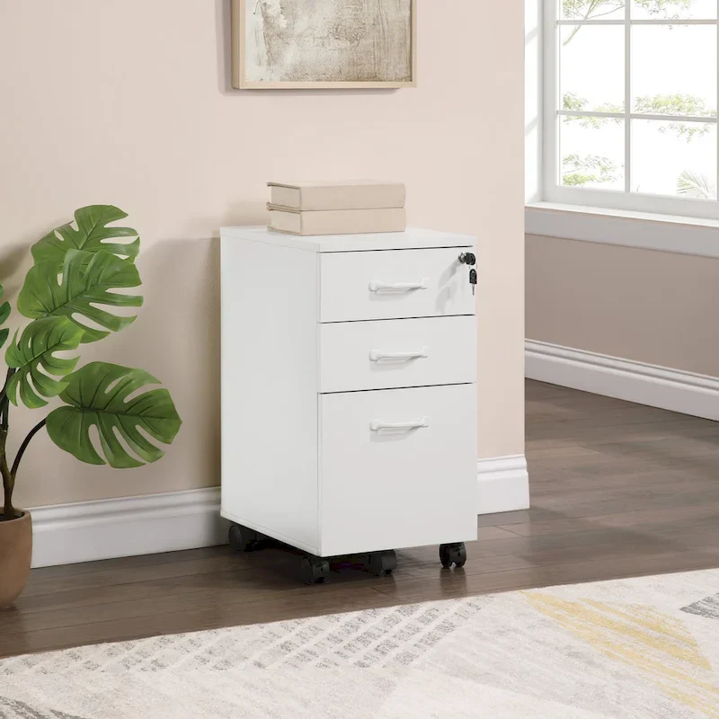 3-Drawer Mobile File Cabinet with Full-Extension Slides & Locking Wheel