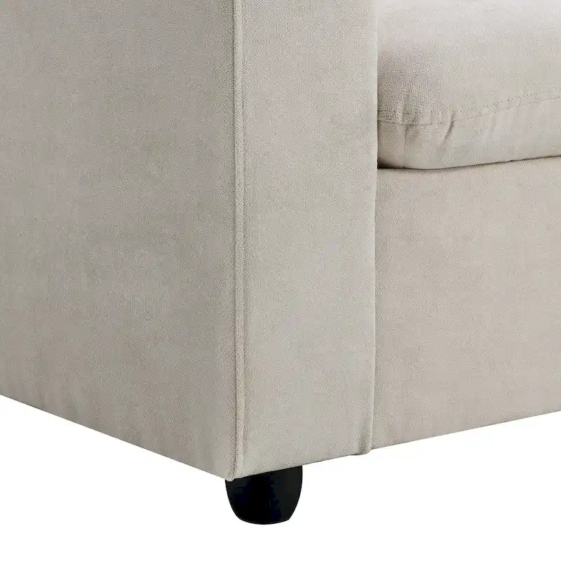 L-shaped Polyester Fabric Couch Set with 2 Free Pillows and Convertible Ottoman