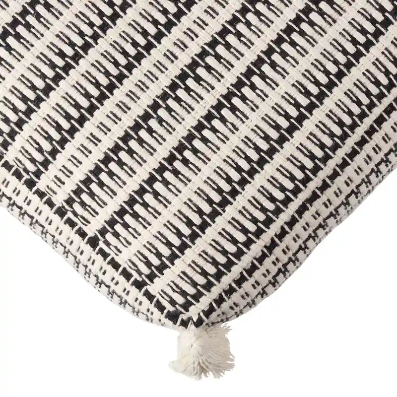 Ister Handmade Striped Cream/Black Pouf