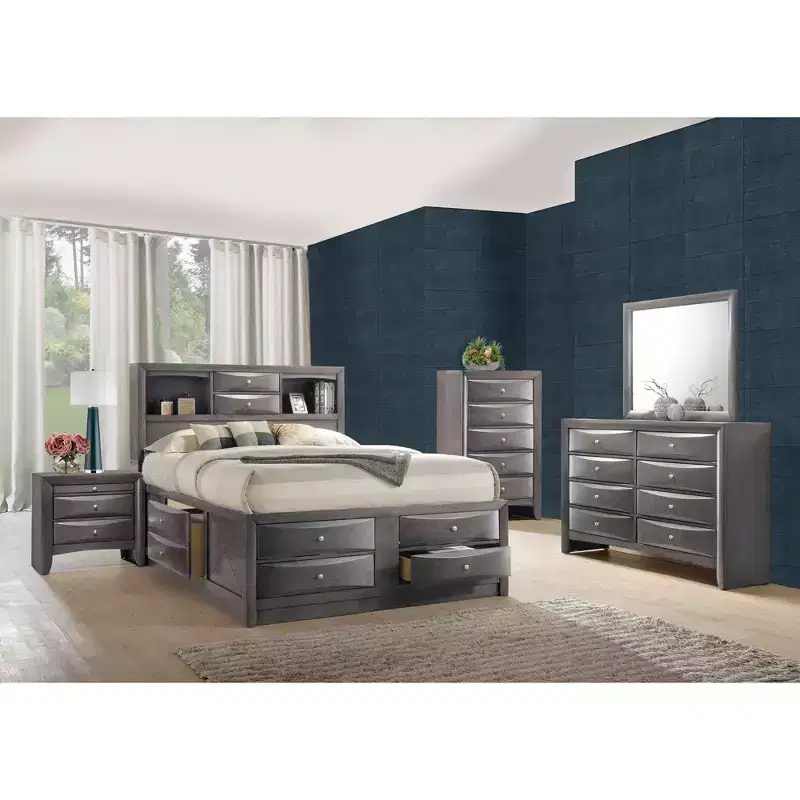 5-Drawer Vertical Chest of Drawers Gray Weathered Finish