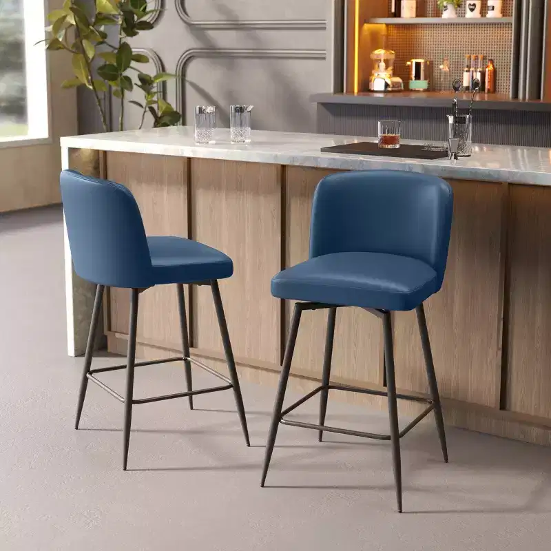 Crestlive Products 26.8'' Counter Height 2pcs High-grade Swivel Indoor Bar Stool with Metal Footrest