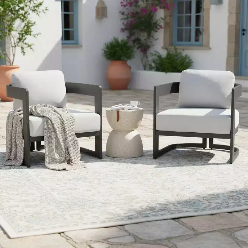 Christopher Knight Home Jerin Modern Outdoor Aluminium Olefin Upholstered Club Chair with Cushion