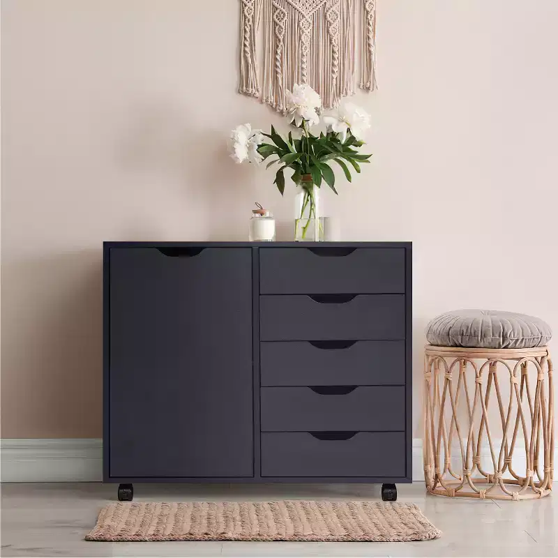 5-Drawer Office File Storage Cabinet with Shelves & Mobile Drawers