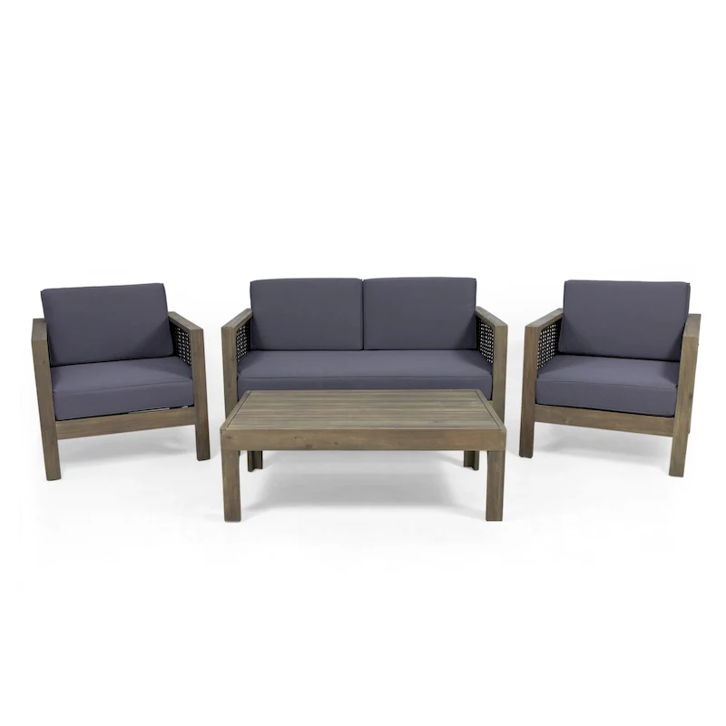 Linwood 4-piece Acacia Wood Patio Chat Set by Christopher Knight Home