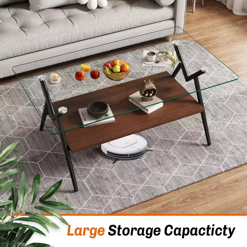 Set of 3 Coffee Table and End tables , Tempered Glass Table with MDF layer, Modern Tables for Living Room , Transparent Glass