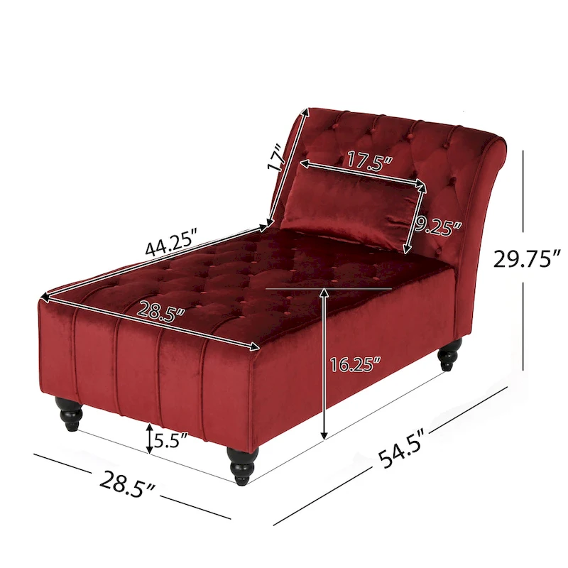 Rubie Modern Glam Tufted Velvet Chaise Lounge by Christopher Knight Home