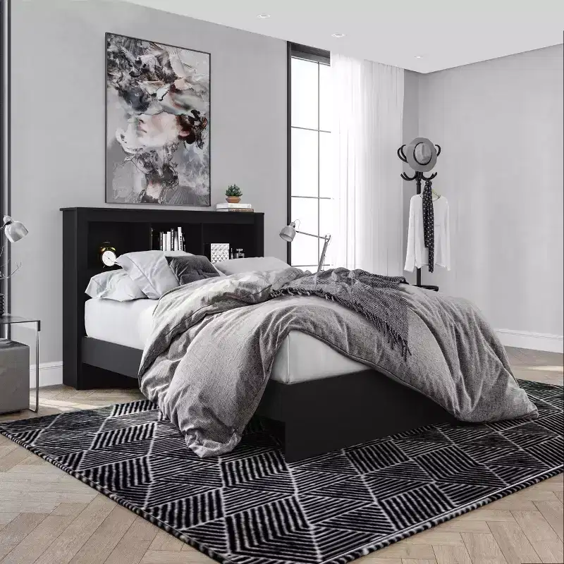 Platform bed dimensions (overall): 44 inches (H) x 58 inches (W) x 75 inches (D) Weight: 166 lbs