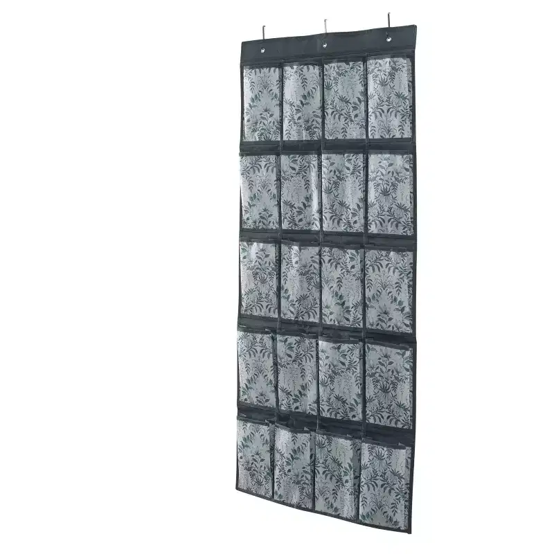 New 20 Pocket Shoe Organizer Over-The-Door Hanging Shoe Rack, Multicolored, Holds 20 Pairs