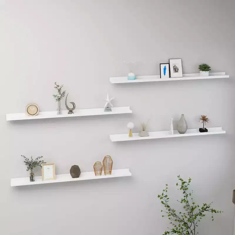 Set of 4 White Floating Wall Shelves – 39.4
