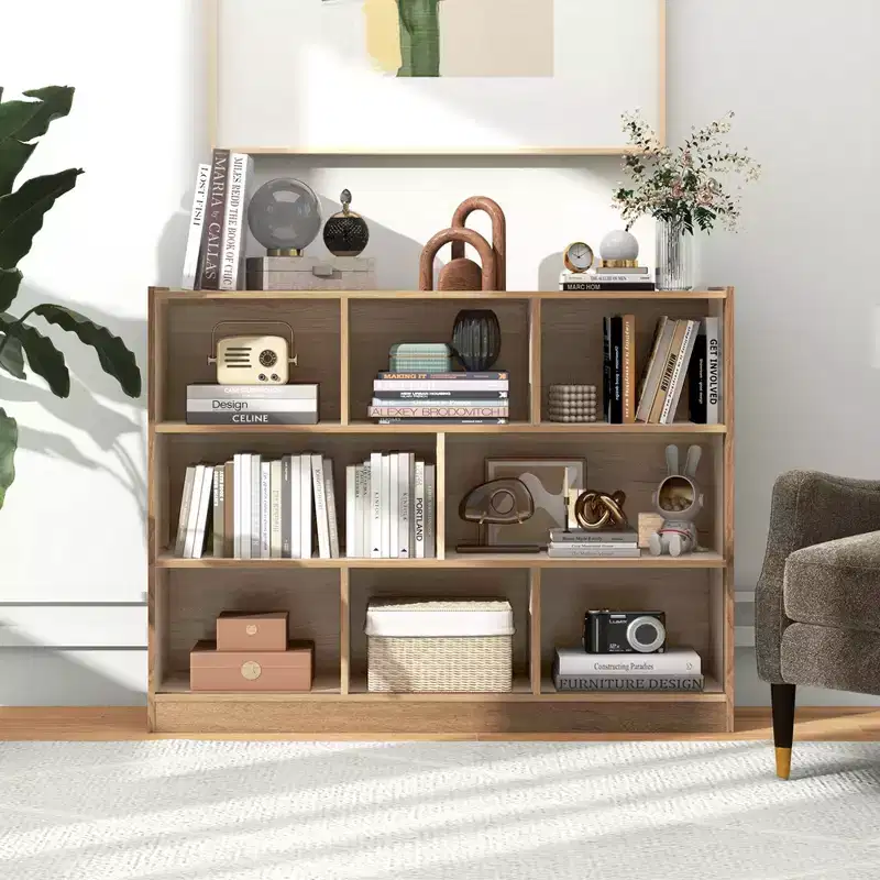 3-Tier Open Bookcase 8-Cube Bookshelf Storage Display Cabinet