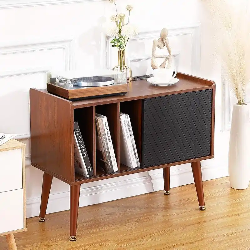 Record Player Stand with Charging Station and USB Ports - 14.5D x 31.5W x 25.5H