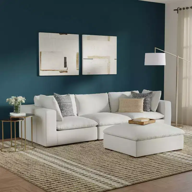 WyndenHall Marlee 3 Seater Sofa and Ottoman Cloud Gray