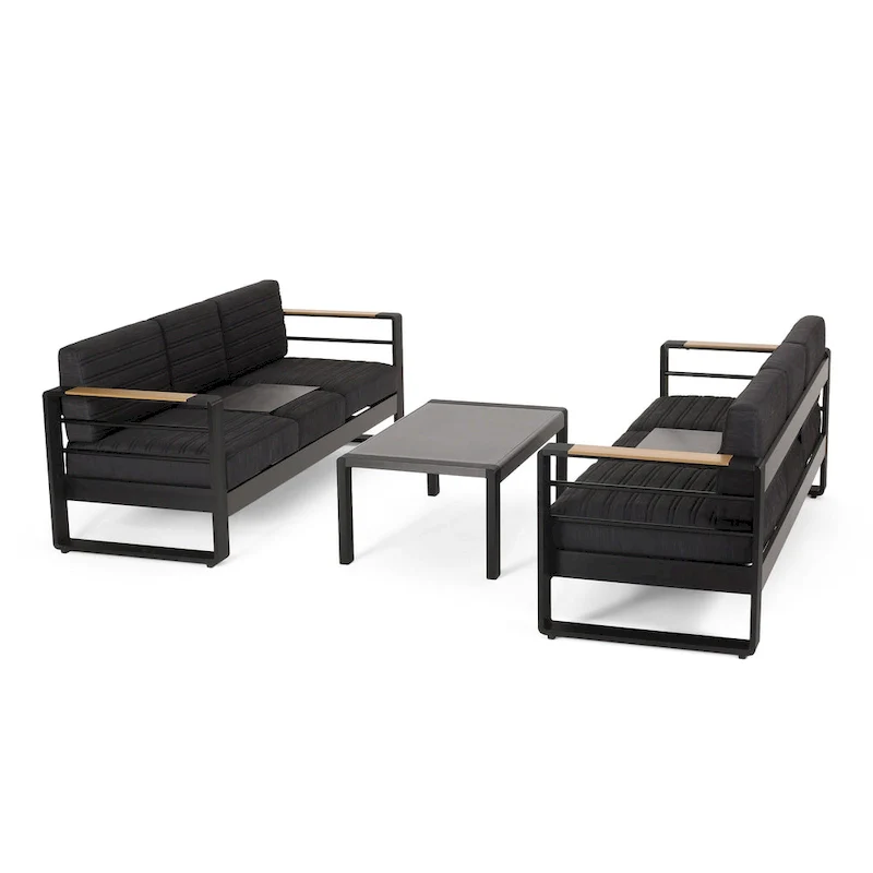 Giovanna Outdoor Aluminum 6 Seater Chat Set with Water Resistant Cushions by Christopher Knight Home