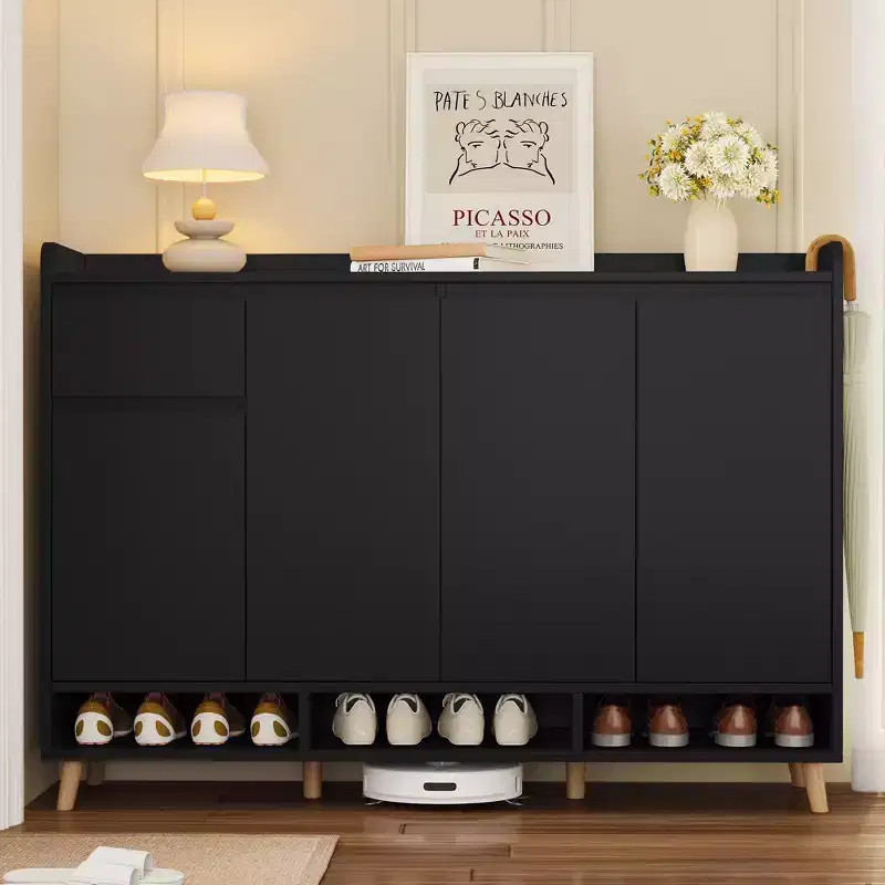 Modern Shoe Cabinet with Adjustable Shelves, Minimalist Home Organizer, Storage Sideboard