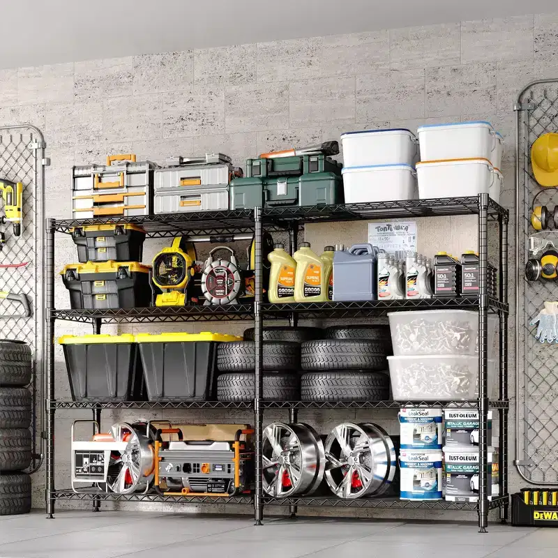 Storage Shelving Unit 5 Tier  70 W Heavy Duty Wire Shelving, L-Shaped Pantry Shelves for Kitchen & Garage  Industrial Metal Shelving for Home