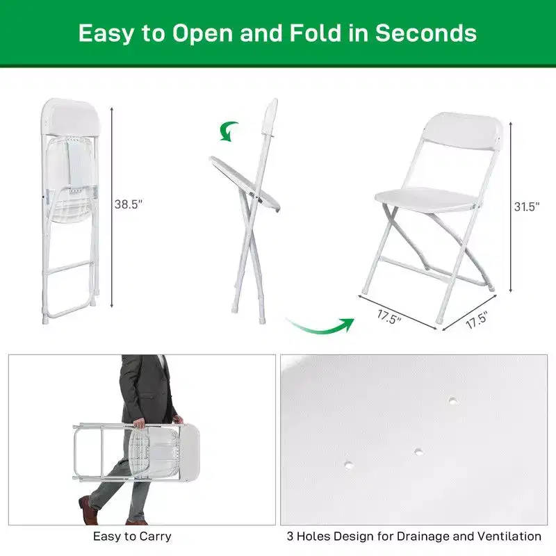 Karl Home | White Plastic Folding Chair (Set of 6)