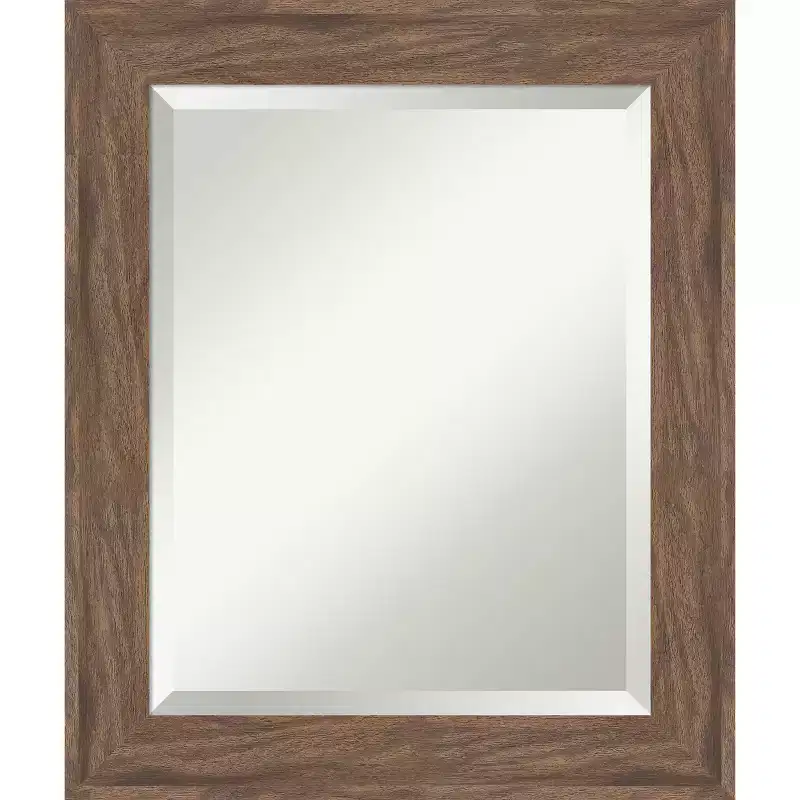 Amanti Art Pia Medium Brown Beveled Framed Bathroom Vanity Wall Mirror