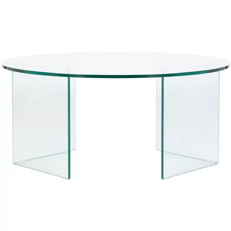 Tempered Glass Coffee Table with Geometric Metal Frame