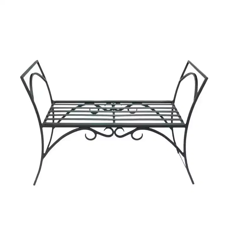 26.5" Wrought Iron Curved Arbor Bench Black - ACHLA Designs: Patio Seating, No Assembly Required