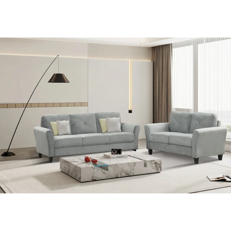 74.9 Polyester 3-Seater Sofa with Wood Frame, High Elastic Sponge Cushion