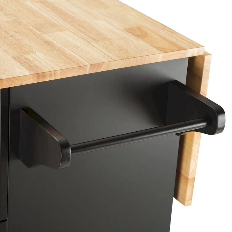 Mobile Kitchen Island & Kitchen Cart,With Extendable Rubber Wood Top and 3 Drawers - 53.93(L) x 17(W) x 36.22(H